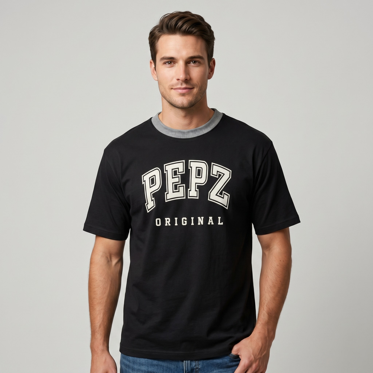 Men's Black PEPZ Original Varsity Graphic T-Shirt