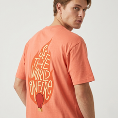 Men's Coral Set The World On Fire Graphic T-Shirt