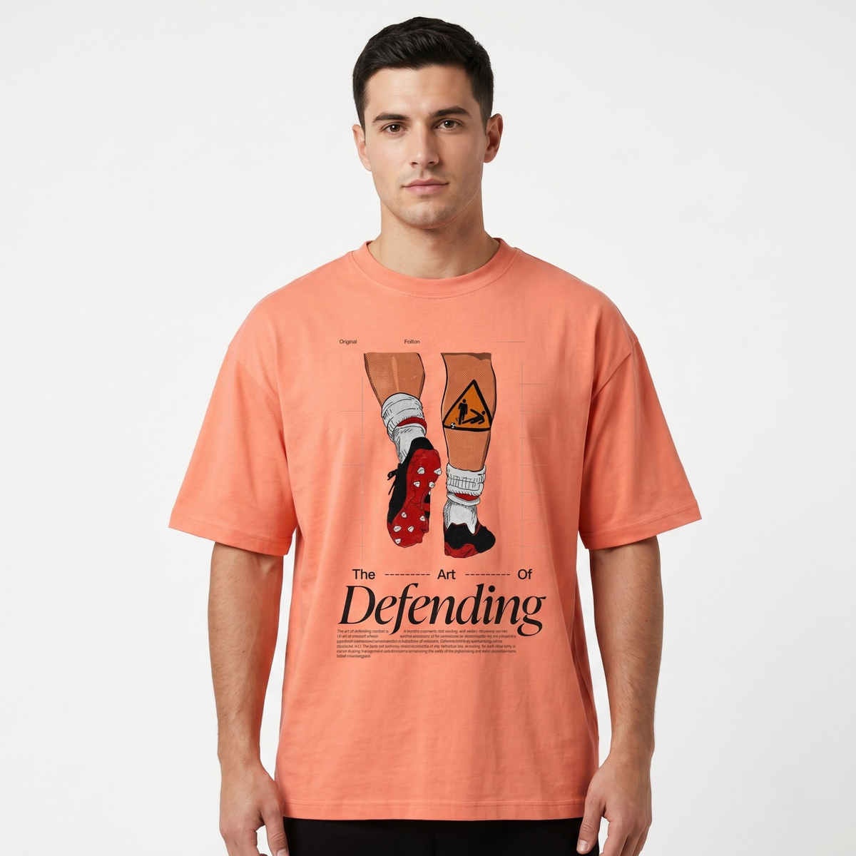 Coral 'The Art of Defending' Soccer Graphic Oversized T-Shirt