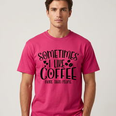 Men's Vibrant Pink Coffee Quote Graphic T-Shirt