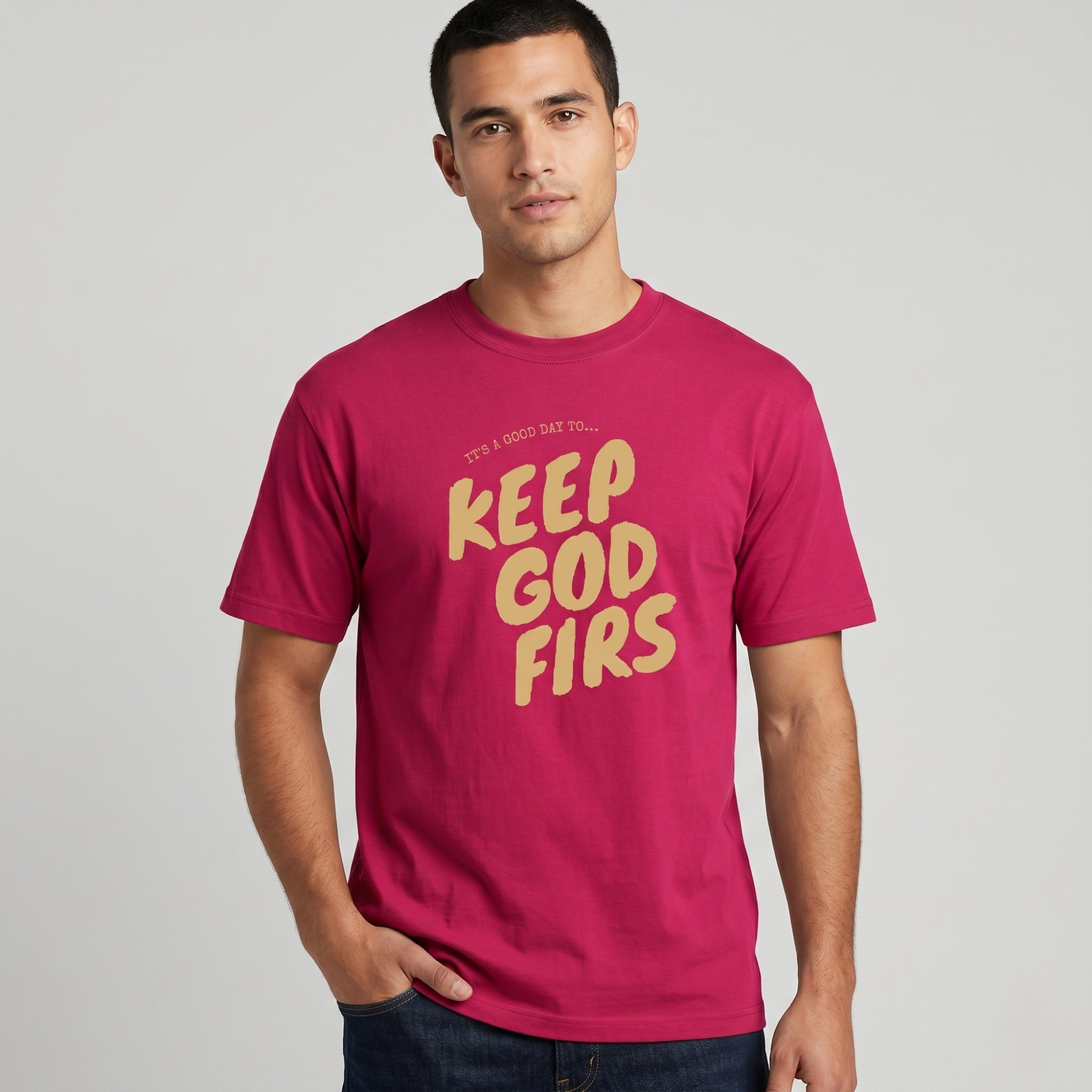 Beige Just Brew It Graphic Oversized T-Shirt