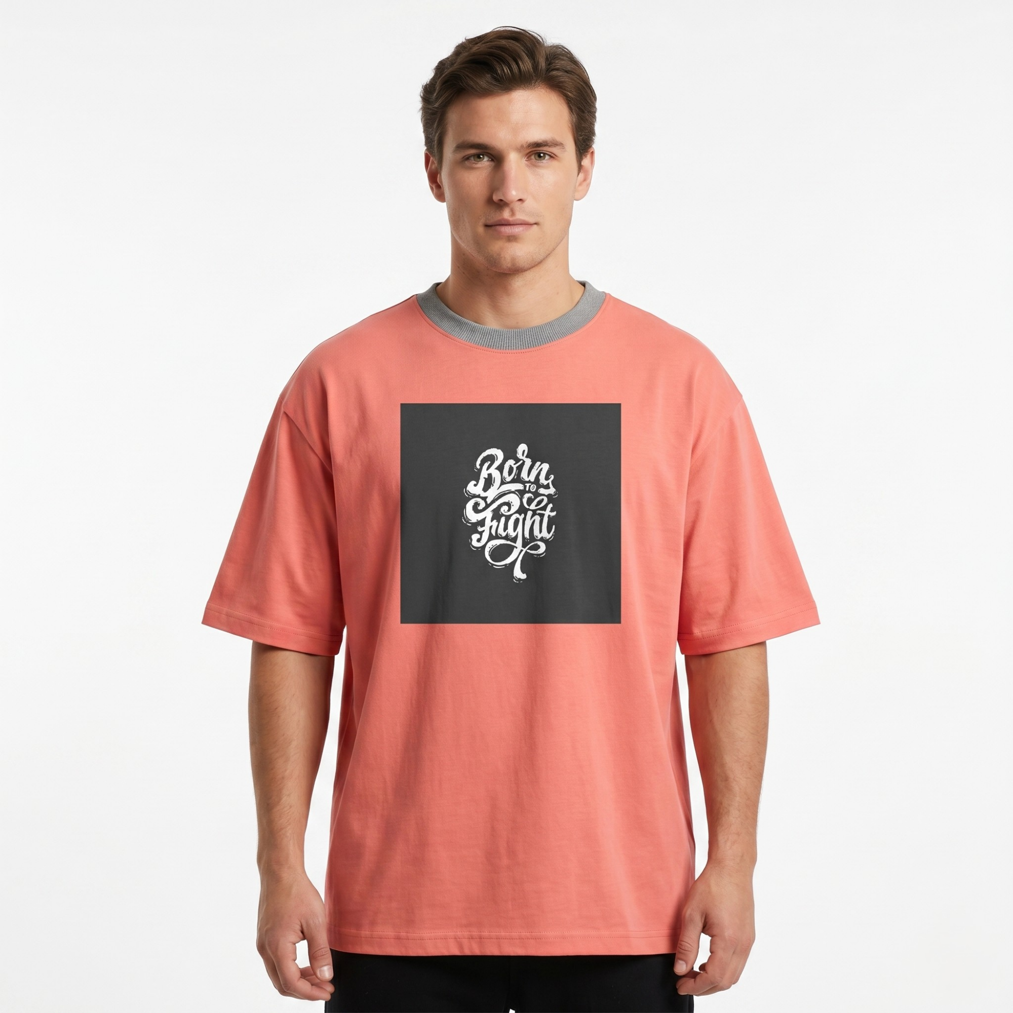 Men's Peach Born To Fight Graphic T-Shirt