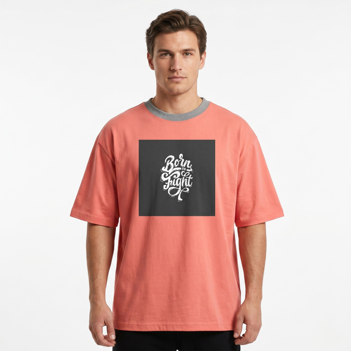Men's Peach Born To Fight Graphic T-Shirt