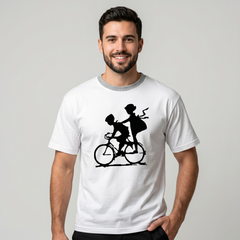 Men's White Bicycle Silhouette Graphic T-Shirt