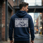 Ocean Soul Navy Blue Graphic Back Print Hoodie - PEPZ