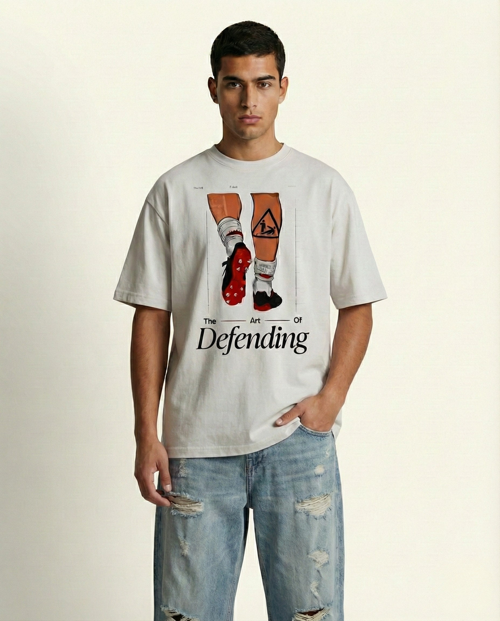 The Art of Defending Black Oversized Graphic Tee