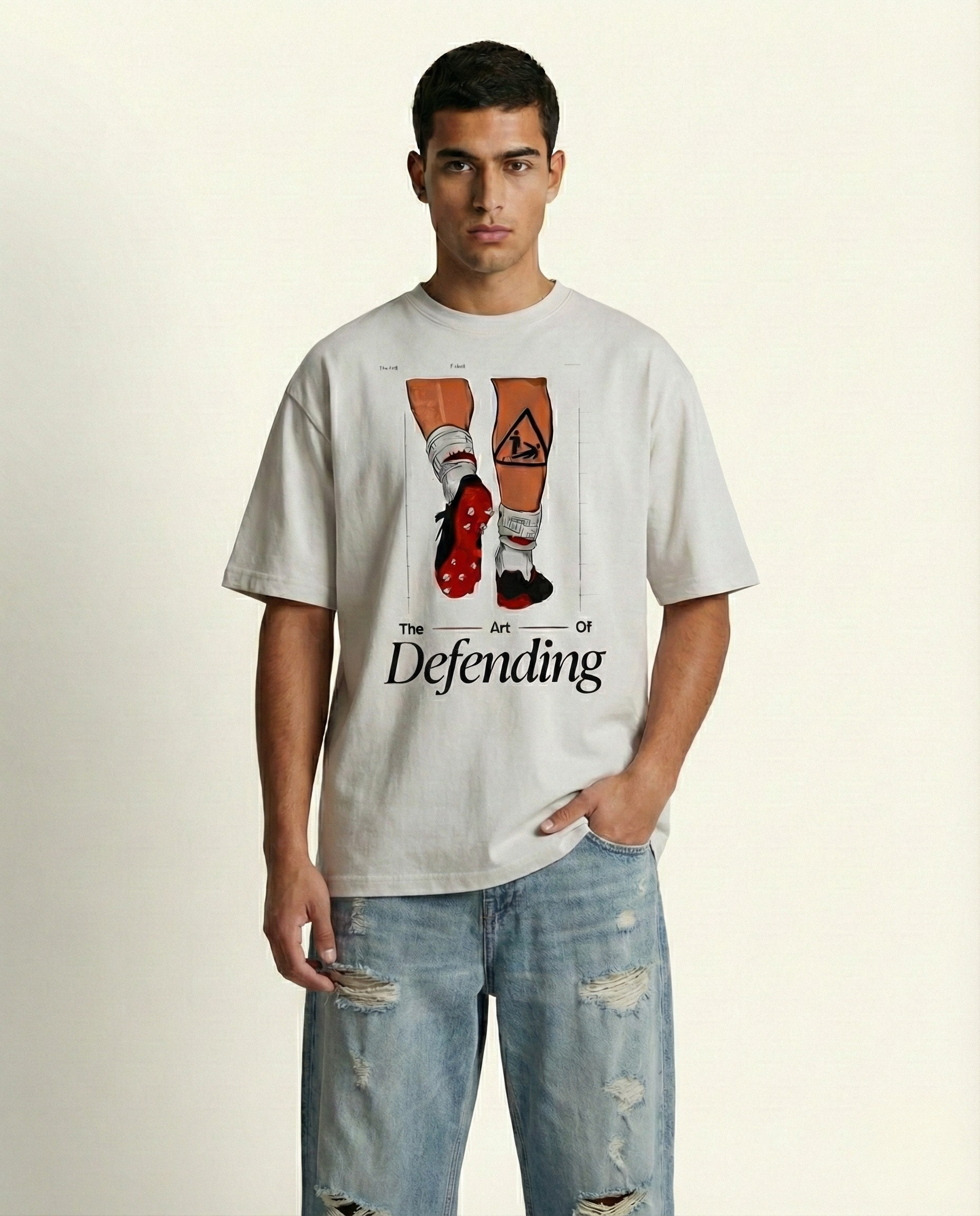 The Art of Defending Black Oversized Graphic Tee