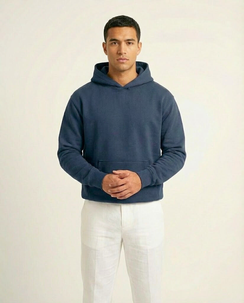 : Navy Blue Astronaut Graphic Back Print Streetwear Hoodie
