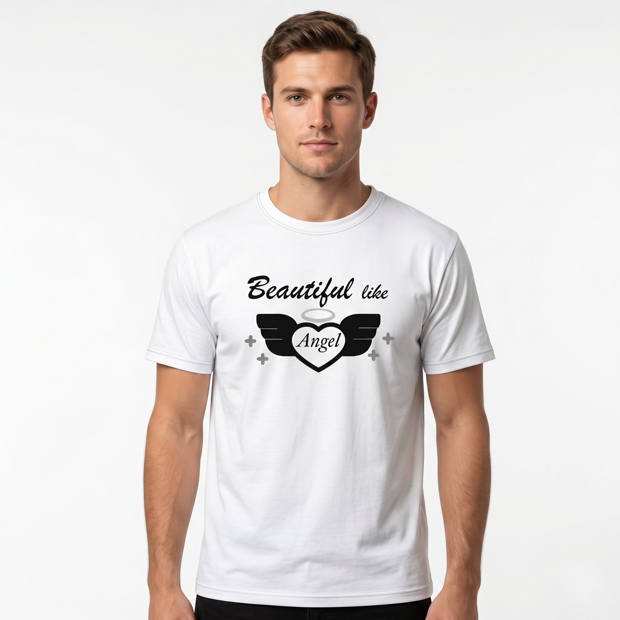 Women's White Beautiful Like Angel Graphic T-Shirt