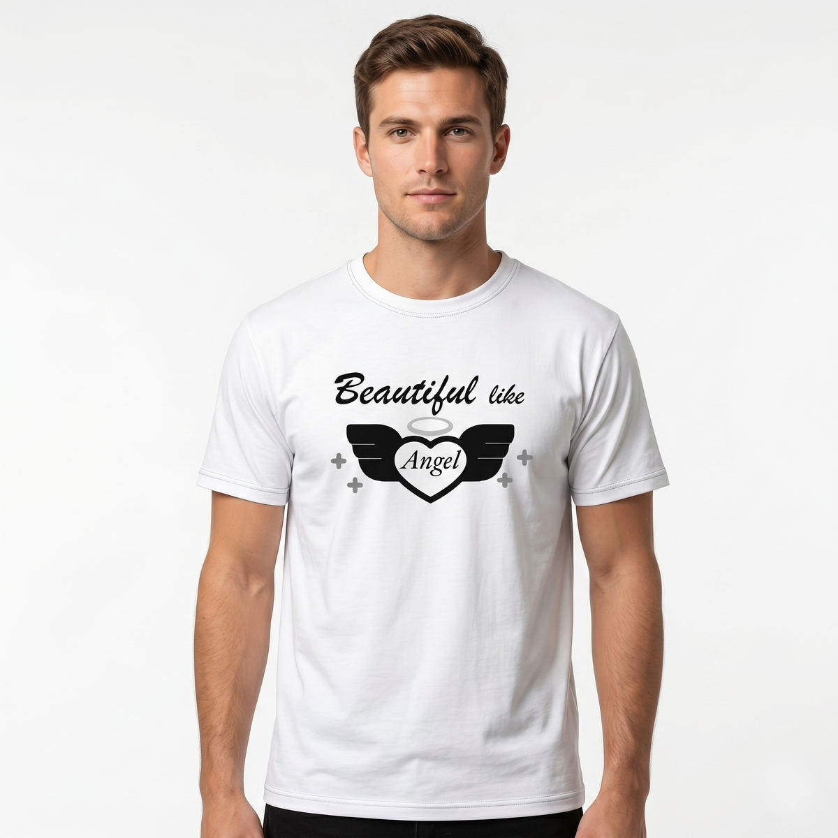 Women's White Beautiful Like Angel Graphic T-Shirt
