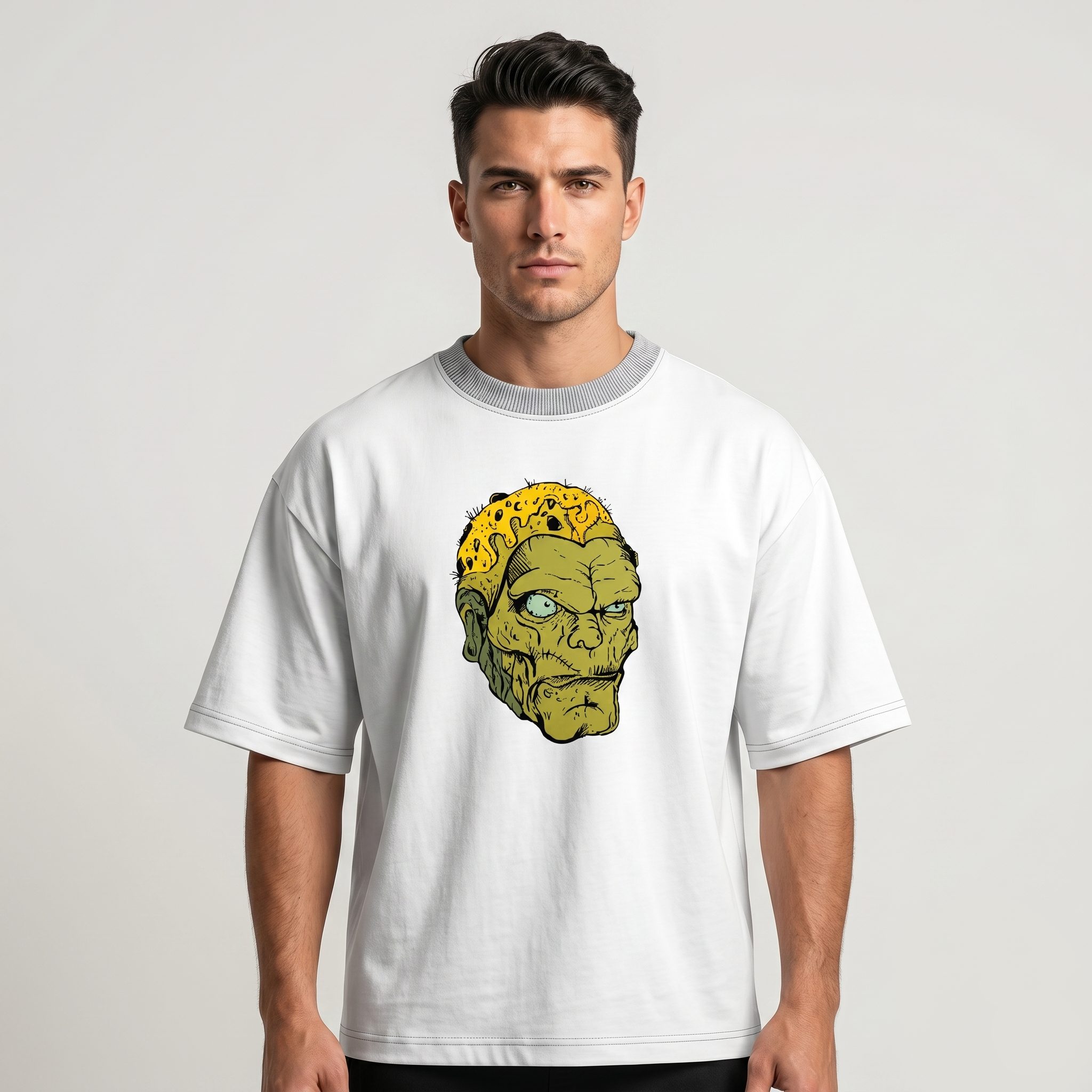 Men's White Zombie Graphic Oversized T-Shirt