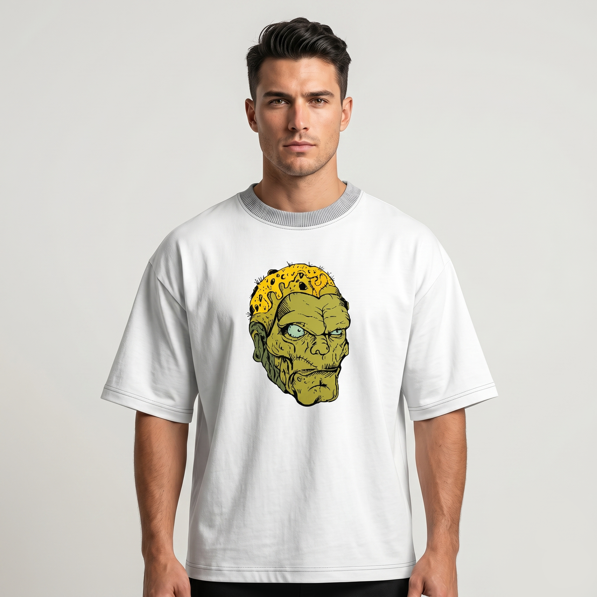 Men's White Zombie Graphic Oversized T-Shirt