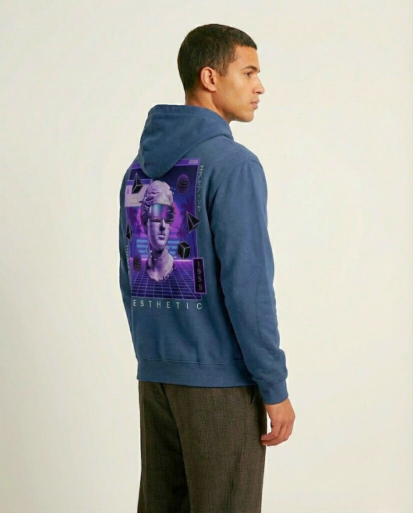 Men's Navy Blue Casual Fleece Hoodie - Regular Fit Secondary image