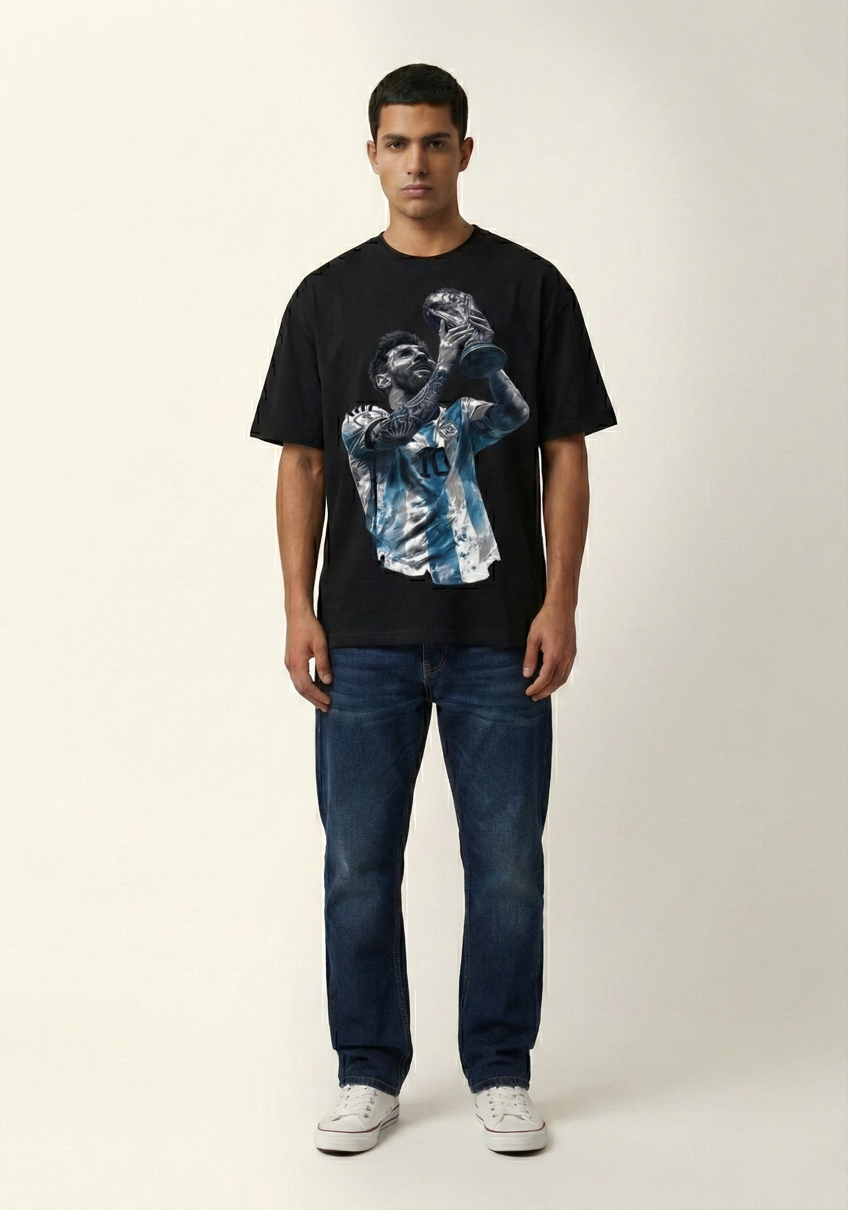 Messi World Cup Victory Oversized Graphic T-Shirt