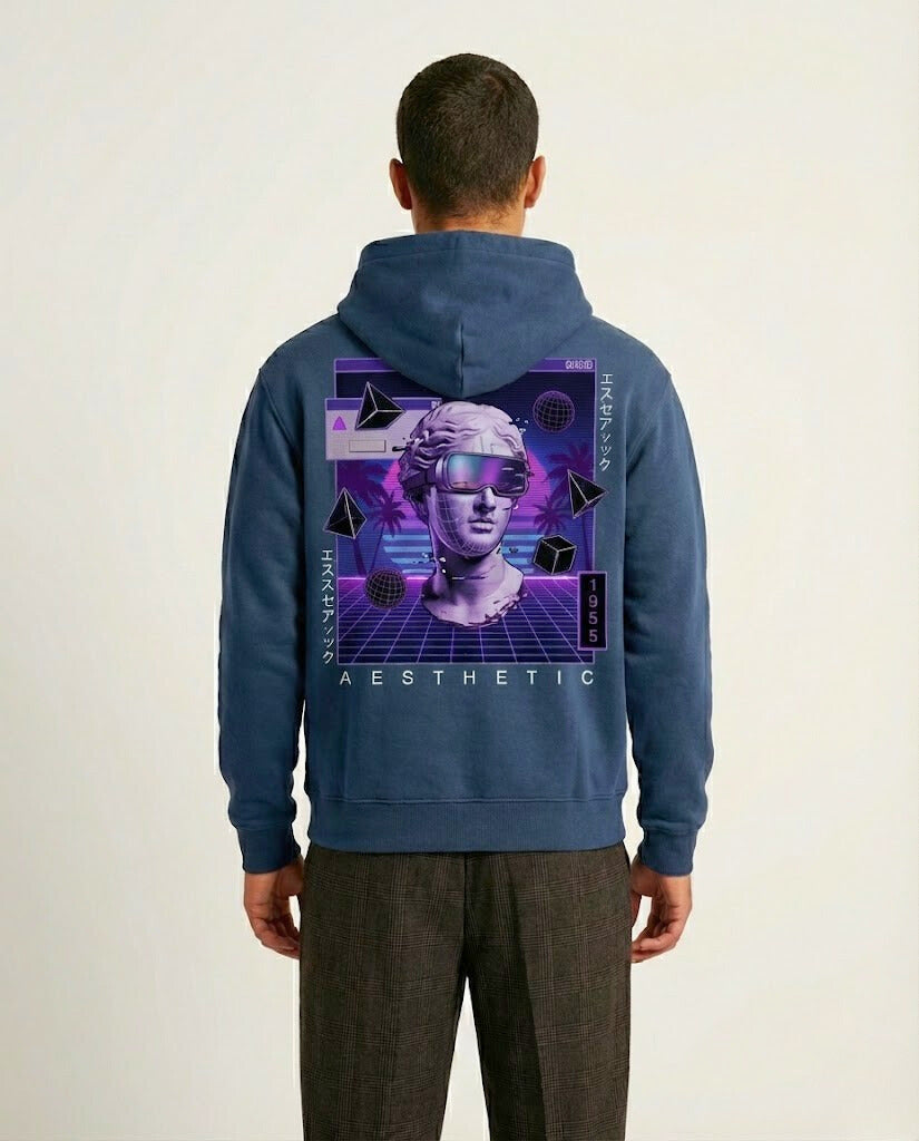 Men's Navy Blue Casual Fleece Hoodie - Regular Fit Main image