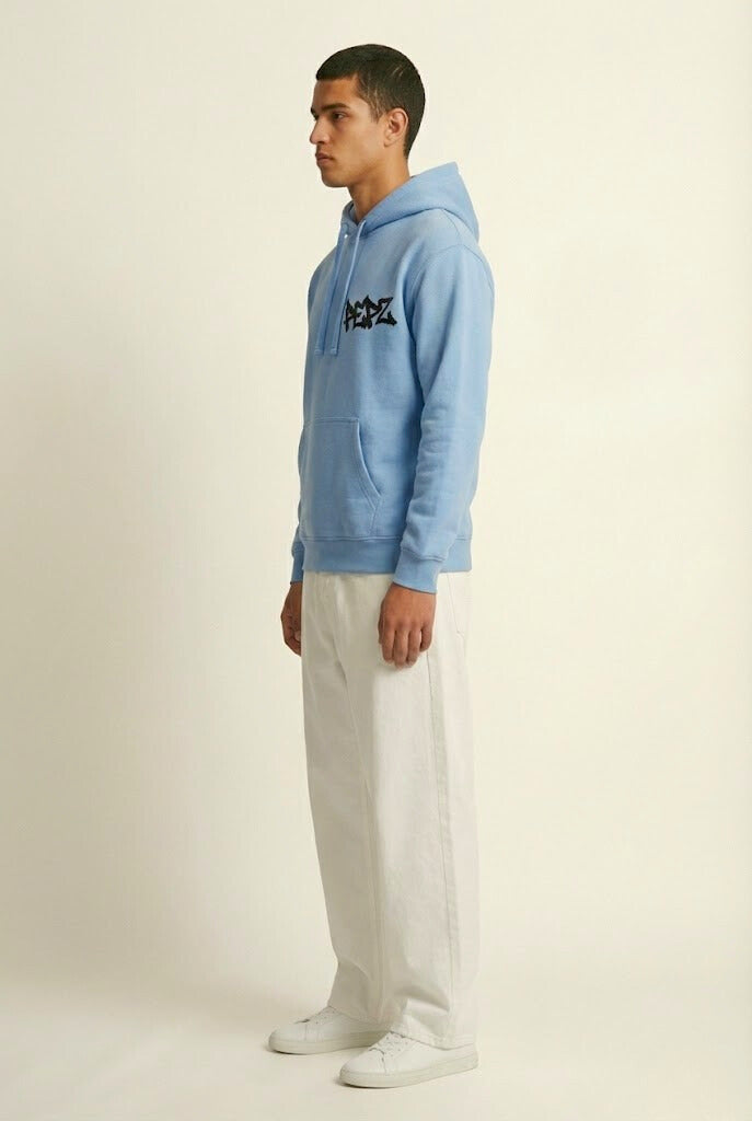Pepz Sky Blue Graffiti Logo Hoodie | Urban Streetwear Men