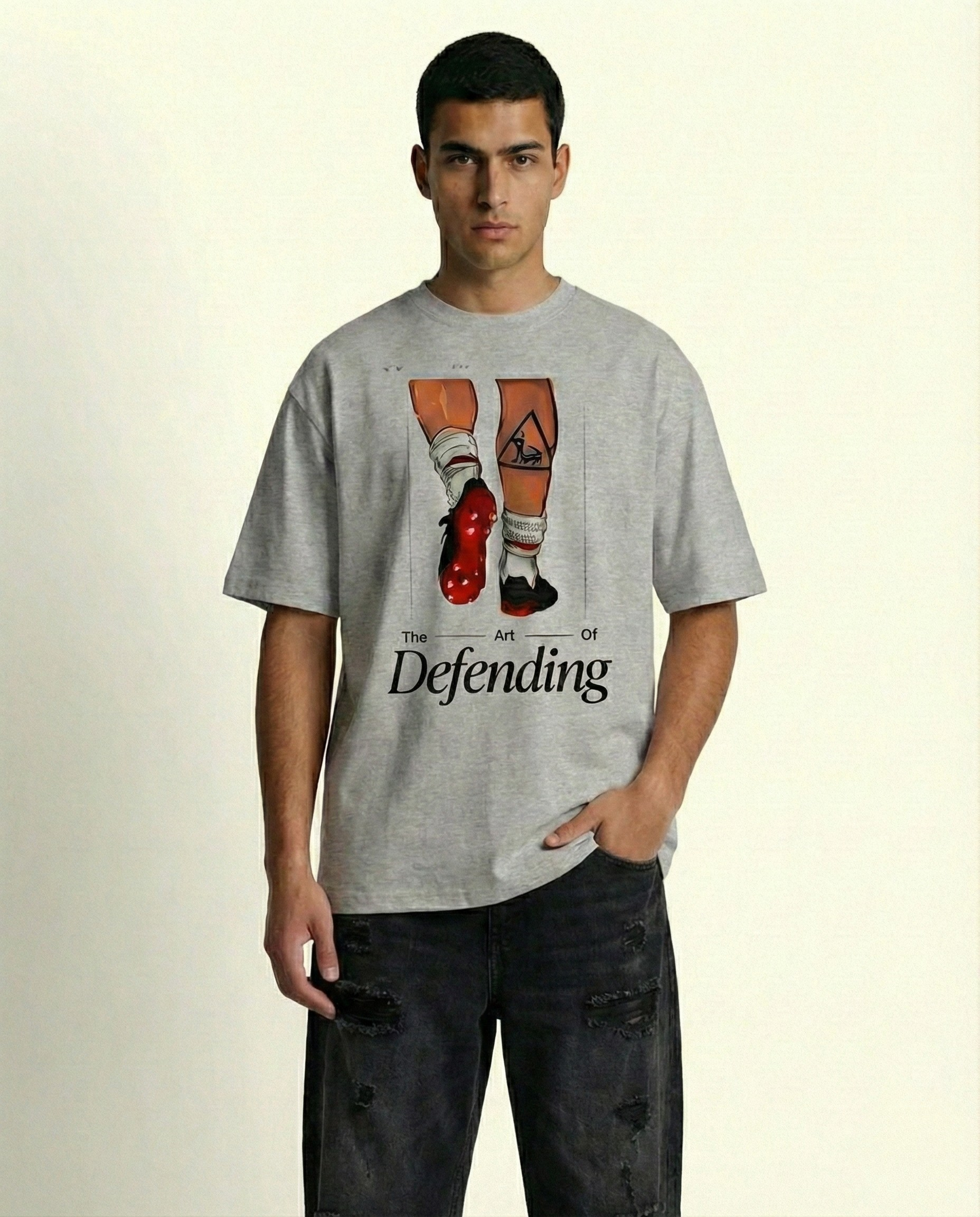 The Art of Defending Black Oversized Graphic Tee