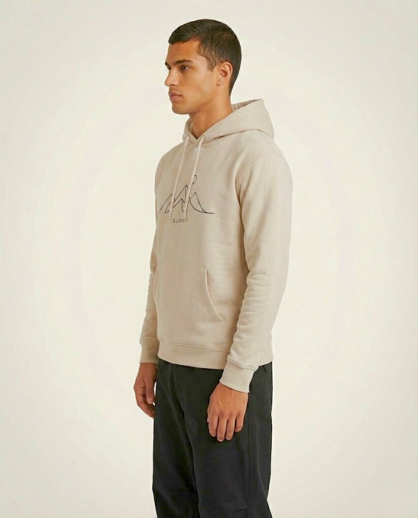 Beige 'Summit' Mountain Print Hoodie for Men Streetwear Main image