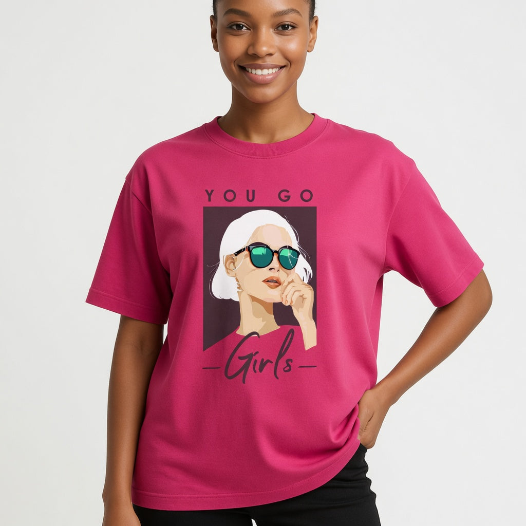Pink "You Go Girls" Graphic Oversized T-Shirt