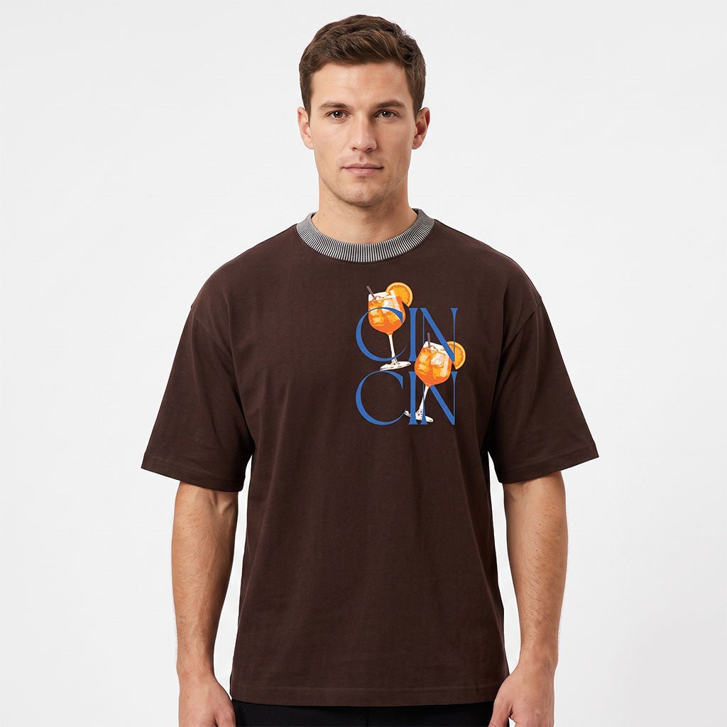 Cincin Graphic Black Oversized T-Shirt for Men & Women