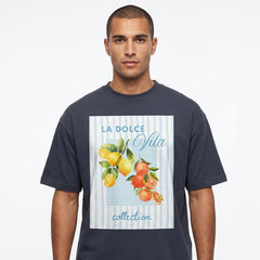 Charcoal La Dolce Vita Graphic Oversized T-Shirt