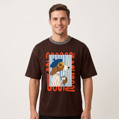 Unisex Brown Coffee Dog Graphic Oversized T-Shirt