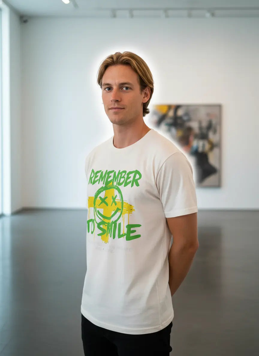 Remember To Smile Off-White Graphic Streetwear T-Shirt - PEPZ