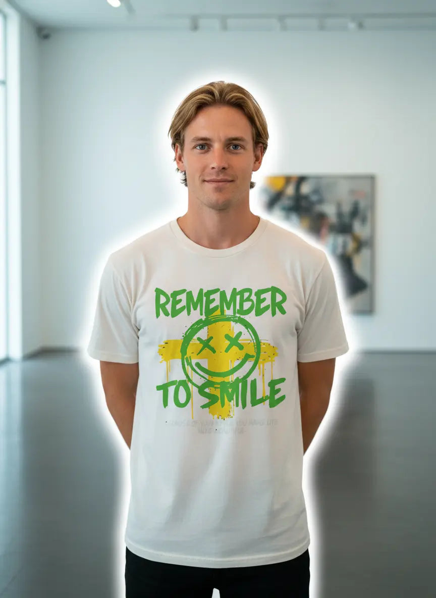 Remember To Smile Off-White Graphic Streetwear T-Shirt - PEPZ