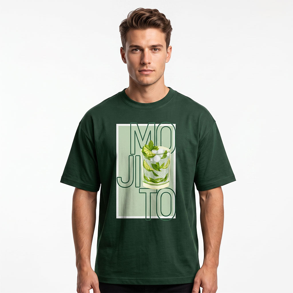 Dark Green Mojito Graphic Oversized T-Shirt