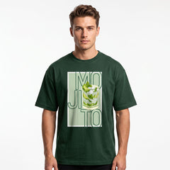 Dark Green Mojito Graphic Oversized T-Shirt