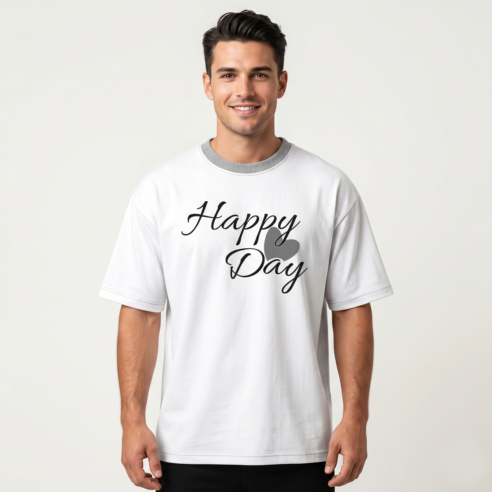 men's White Happy Day Graphic T-Shirt
