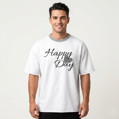 men's White Happy Day Graphic T-Shirt
