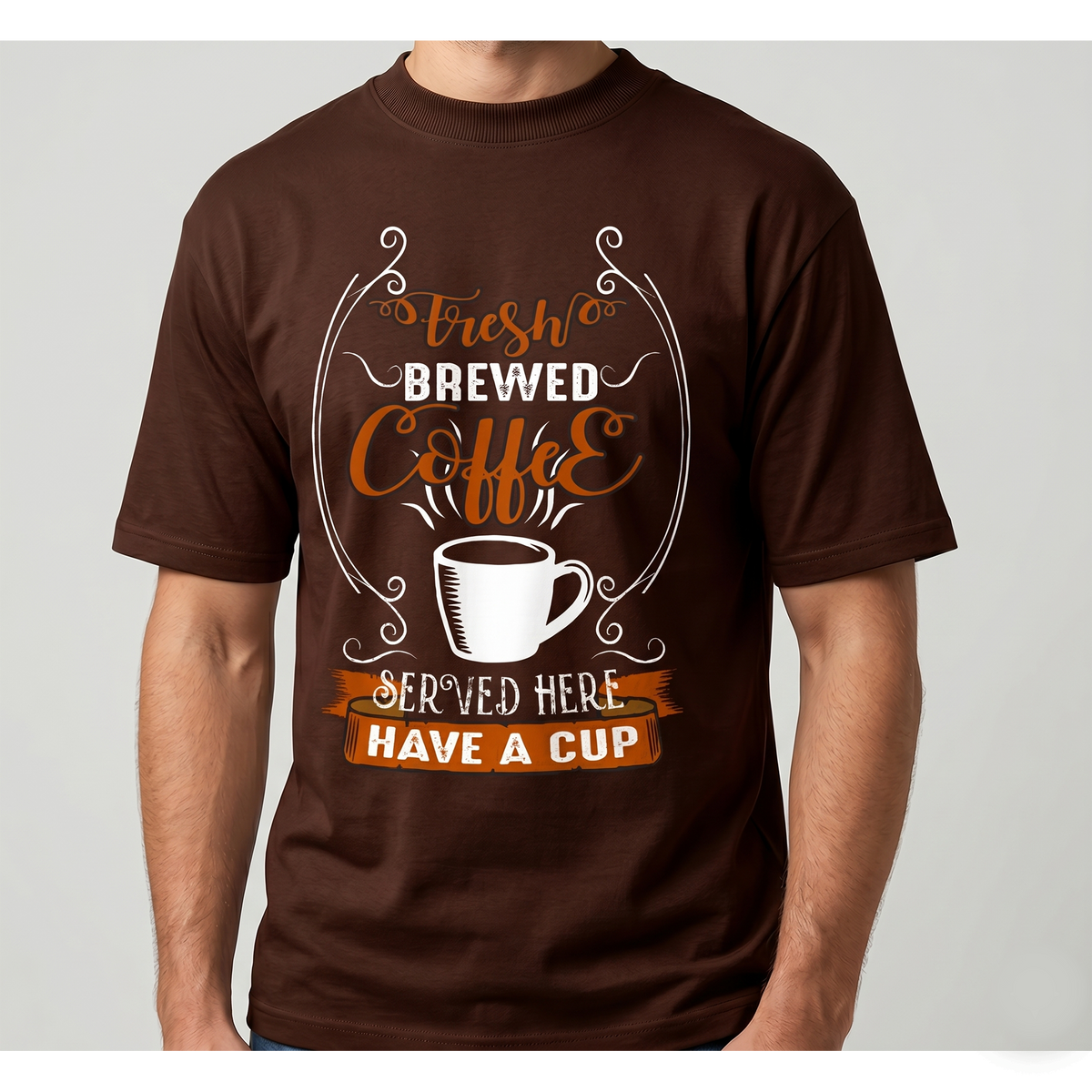 Men's Brown Fresh Brewed Coffee Graphic T-Shirt