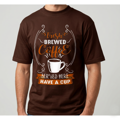 Men's Brown Fresh Brewed Coffee Graphic T-Shirt